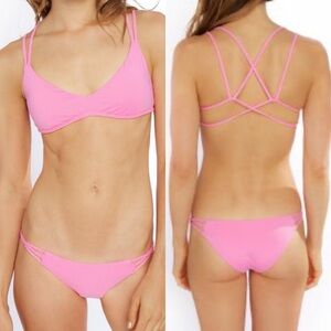 Frankie’s Bikinis Pitaya Kaia Bikini Top & Bottoms Two (2) Piece Swim Set Pink